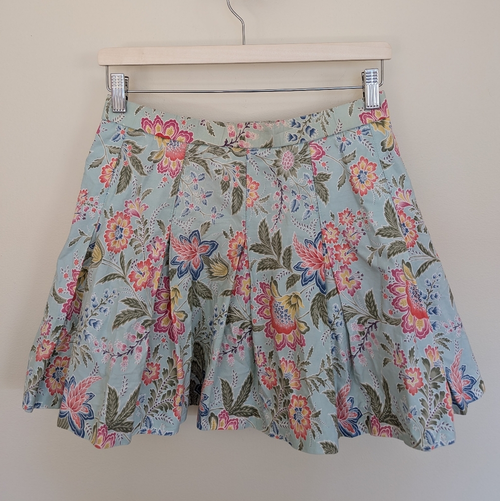 Vintage Cotton Floral Print Mini Skirt Small